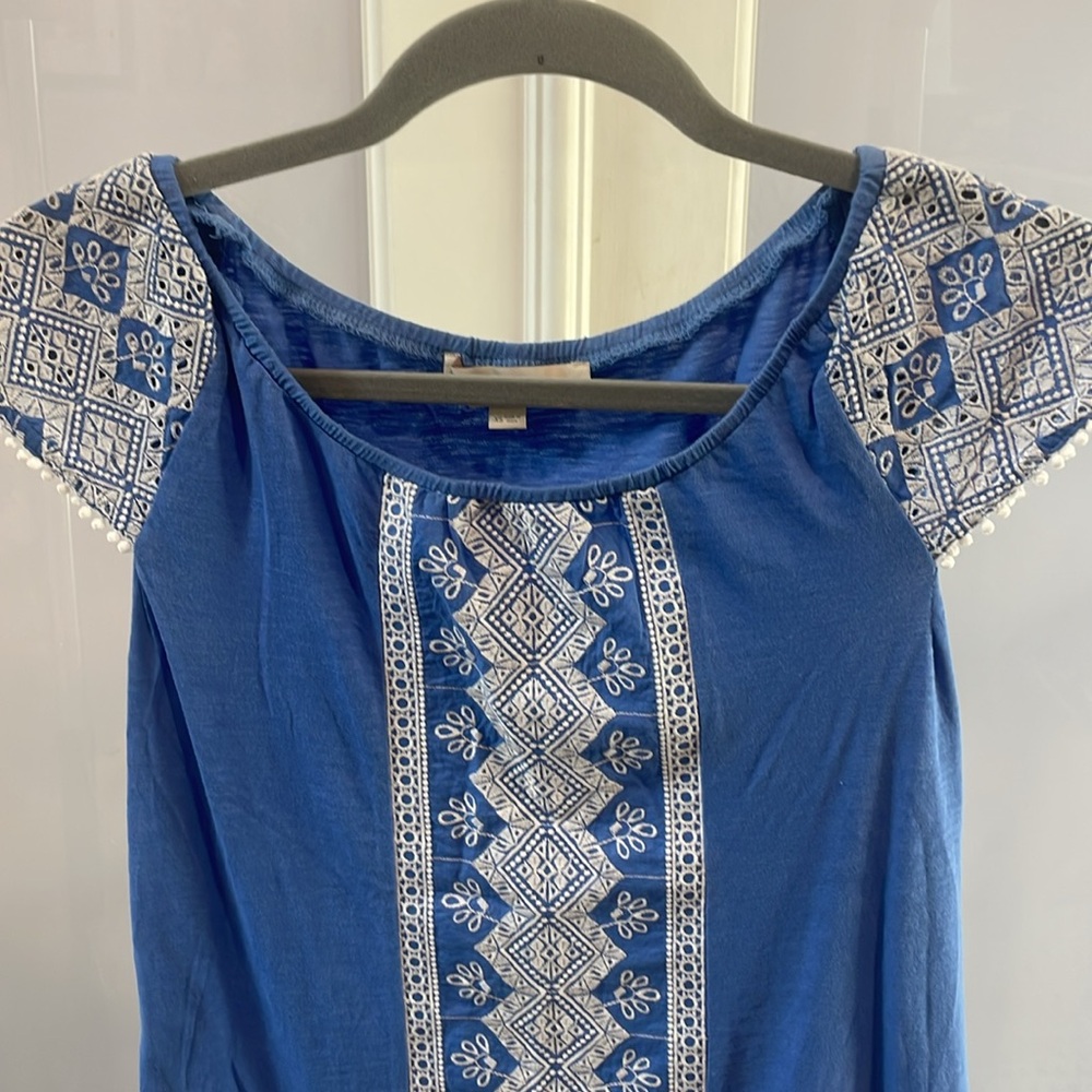 Blue Embroidered Women's Top - Picture 2 of 4